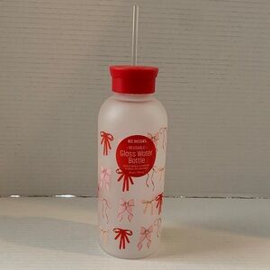 OSC DESIGNS Frosted Reusable Glass Water Bottle With Straw NEW